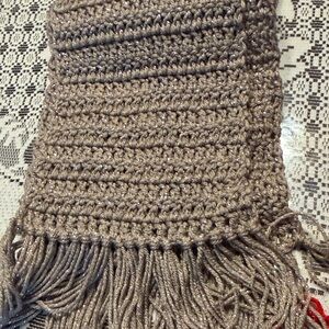 Handmade Knit Fringe Scarf